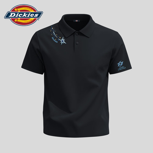Dickies黑色POLO衫男冰丝无痕速干上衣凉感2026夏季新款短袖T恤男