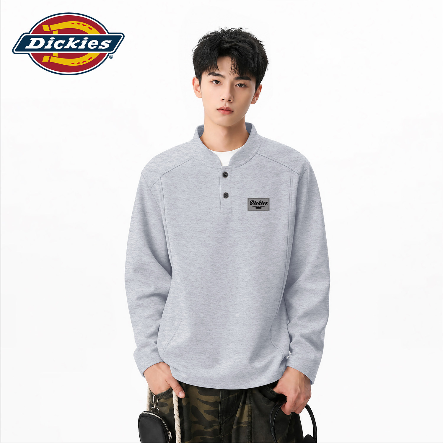 Dickies潮牌亨利领卫衣男款早秋设计感情侣大码休闲宽松舒适上衣
