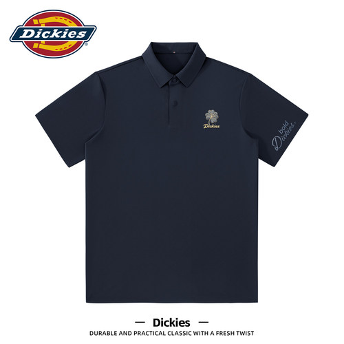 Dickies冰感短袖POLO衫男夏高级感翻领印花商务休闲薄款透气上衣