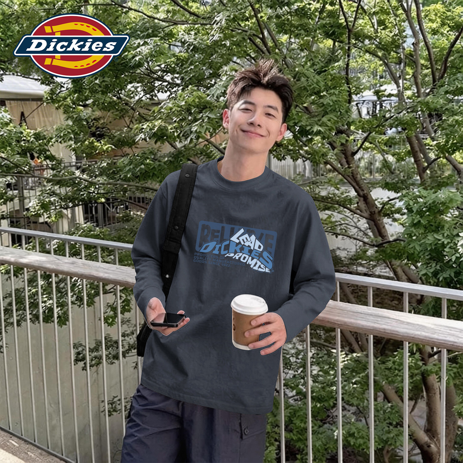 Dickies长袖T恤男2026秋季新款圆领重磅体恤衫男士宽松打底衫上衣