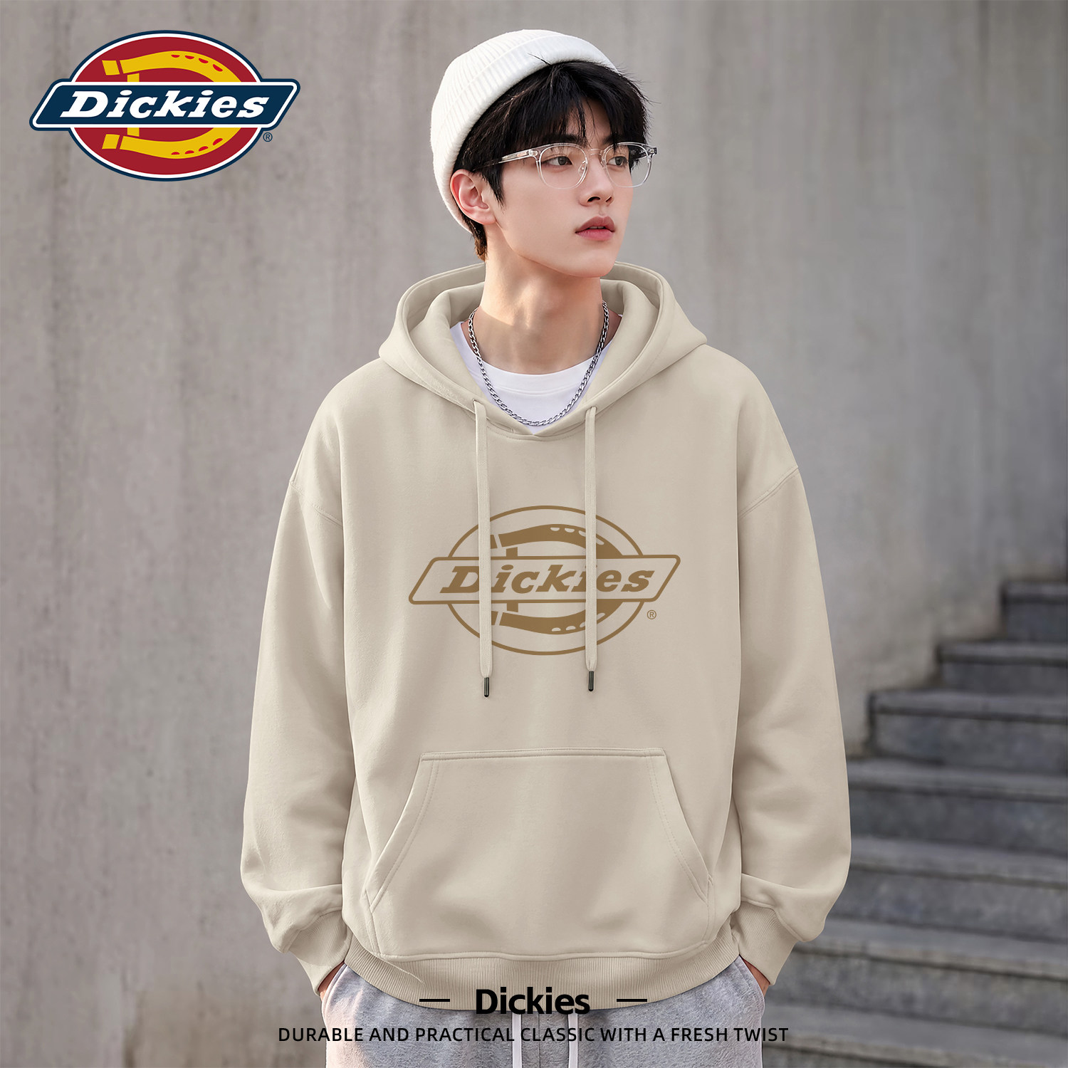 Dickies连帽卫衣男款重磅通勤百搭秋季衣服男士上衣2026新款外套
