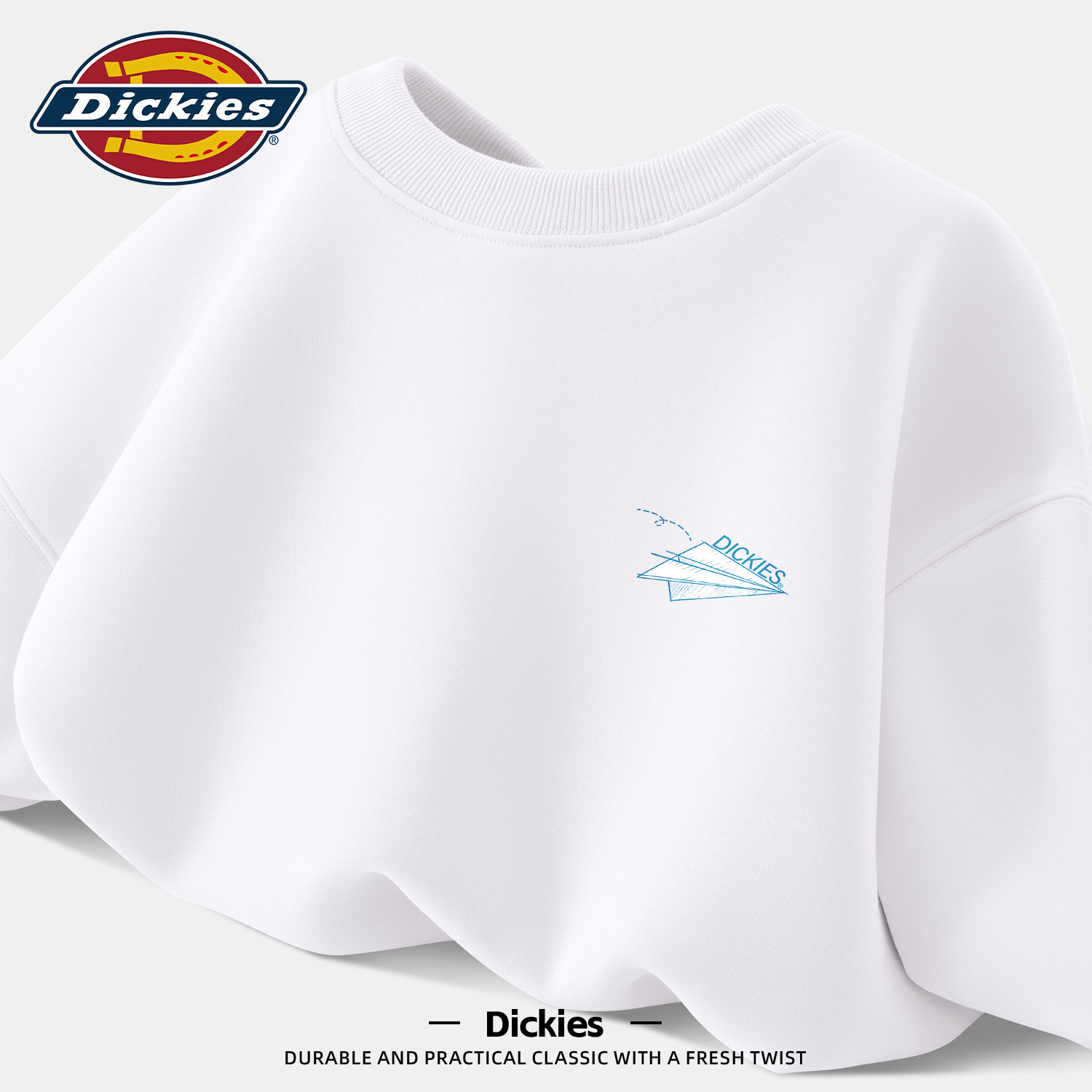 Dickies早秋季重磅卫衣男款百搭白色宽松休闲印花长袖大码上衣男