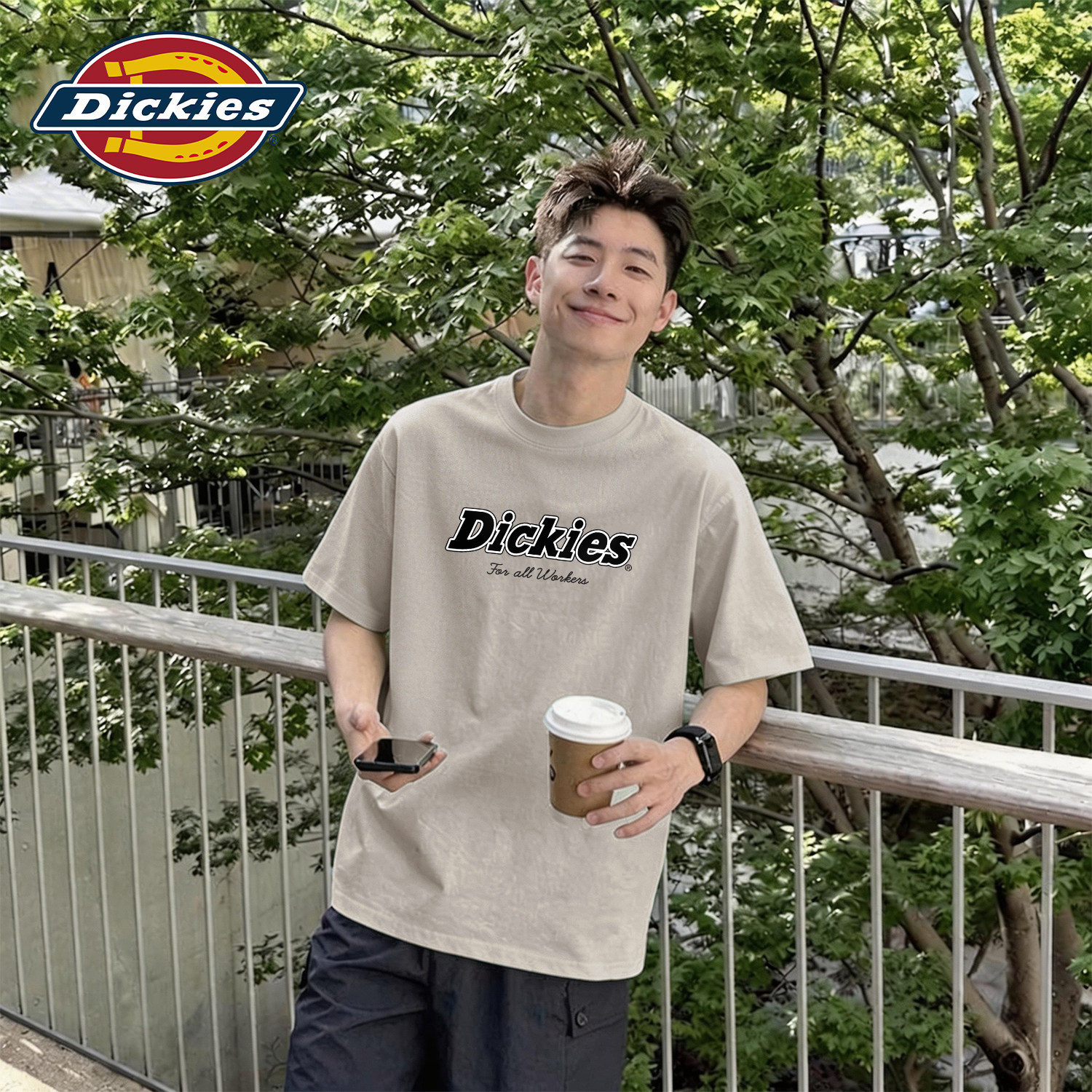 Dickies男士纯棉T恤2026新款夏潮流印花短袖宽松休闲百搭圆领上衣