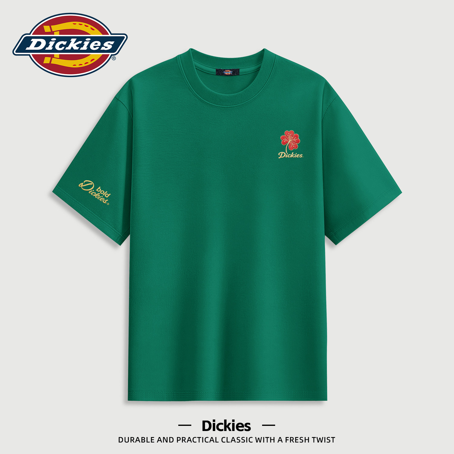 Dickies短袖T恤男款高级感重磅夏装纯棉半袖设计感青少年印花上衣