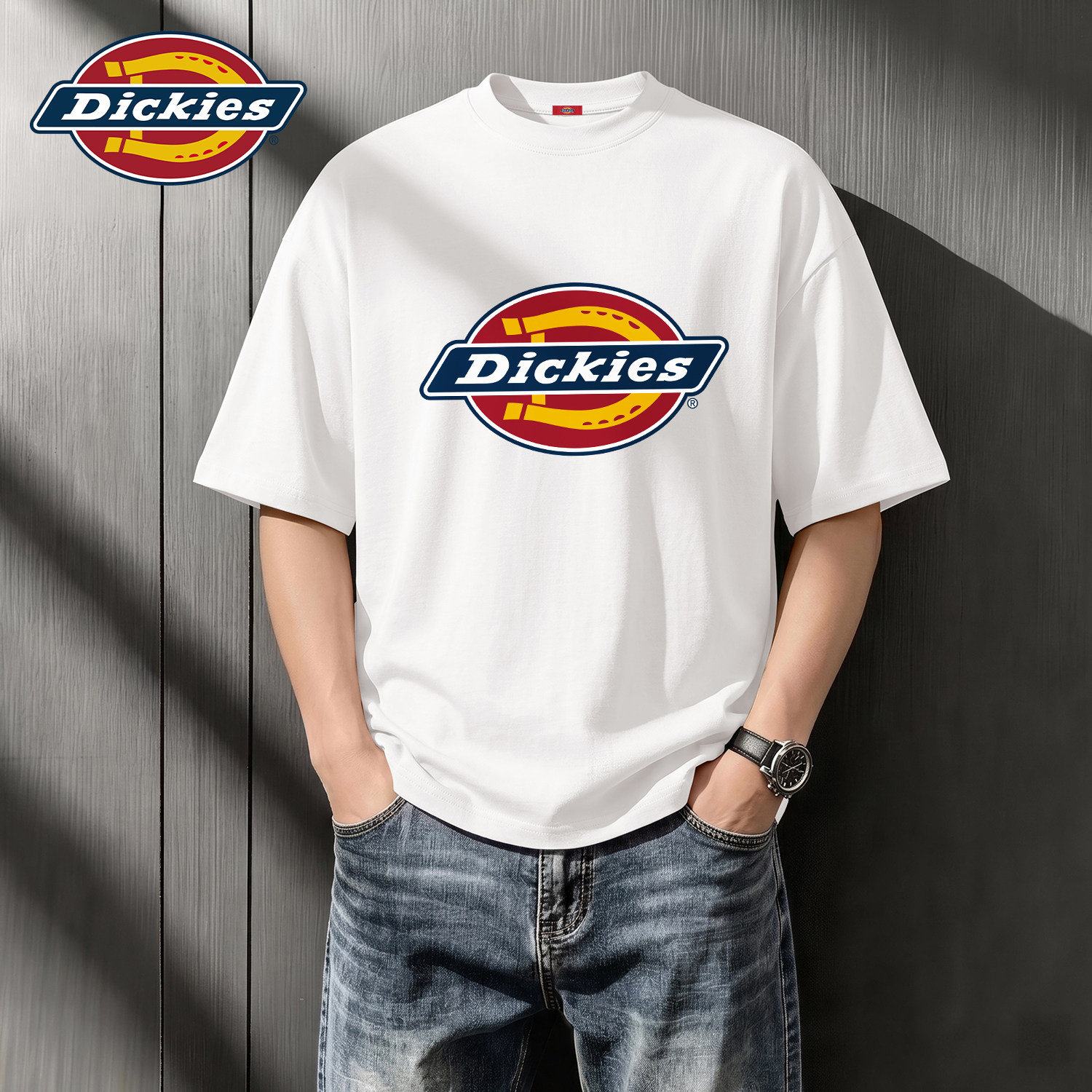 Dickies美式潮牌短袖T恤男款大码青少年夏季白色百搭纯棉上衣服男