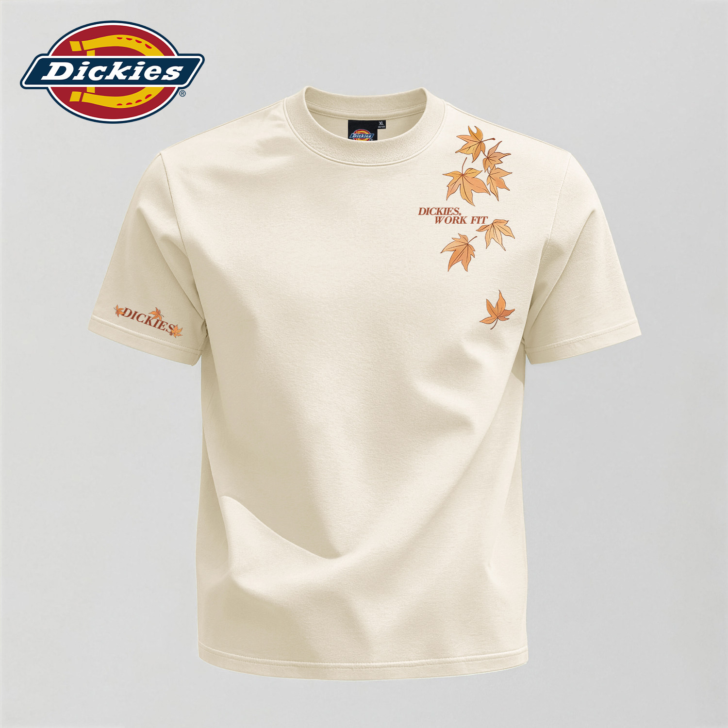 Dickies男士纯棉T恤夏枫叶印花潮流百搭短袖宽松透气圆领休闲上衣