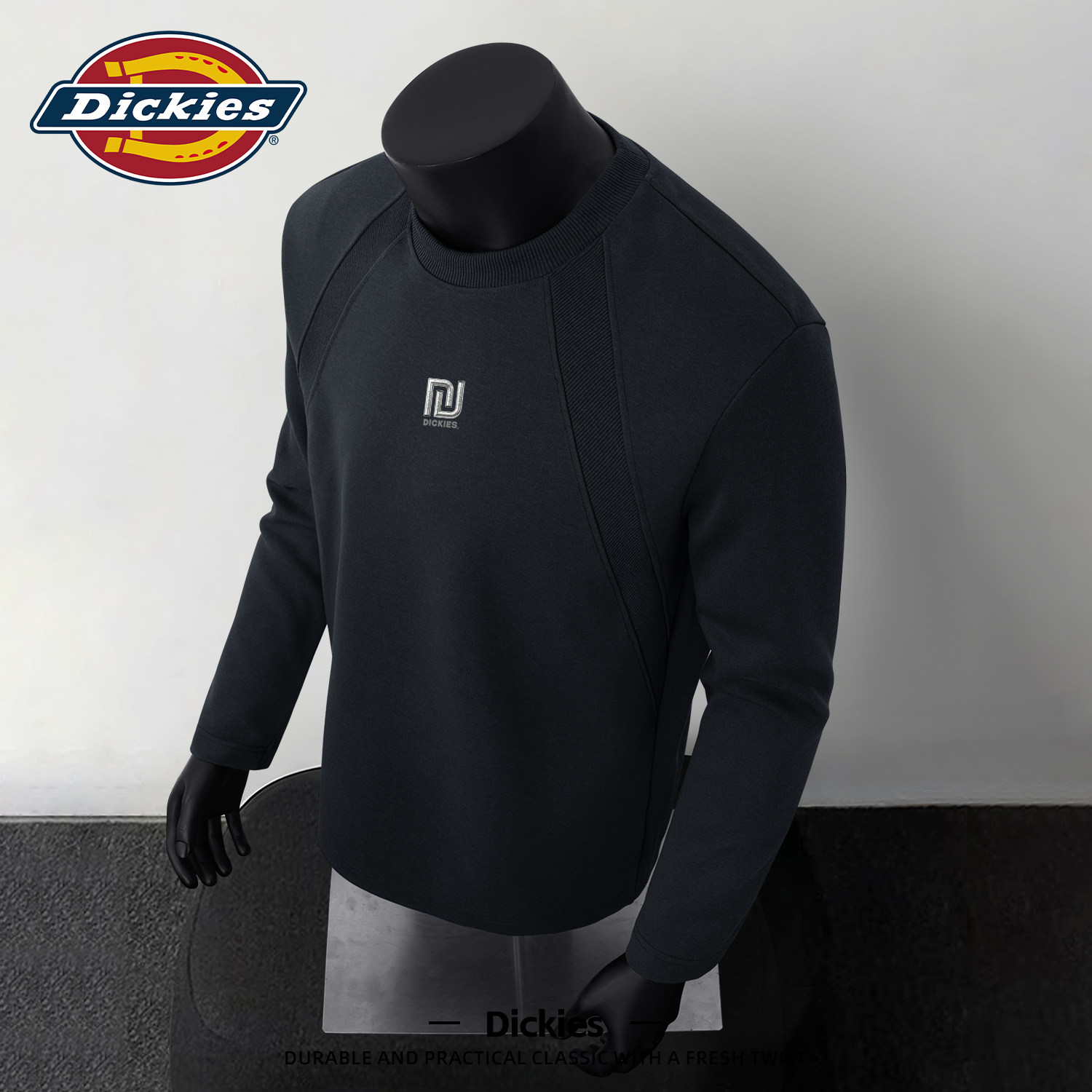 Dickies黑色美式重磅运动长袖T恤男款早秋上衣2026新款健身衣服男