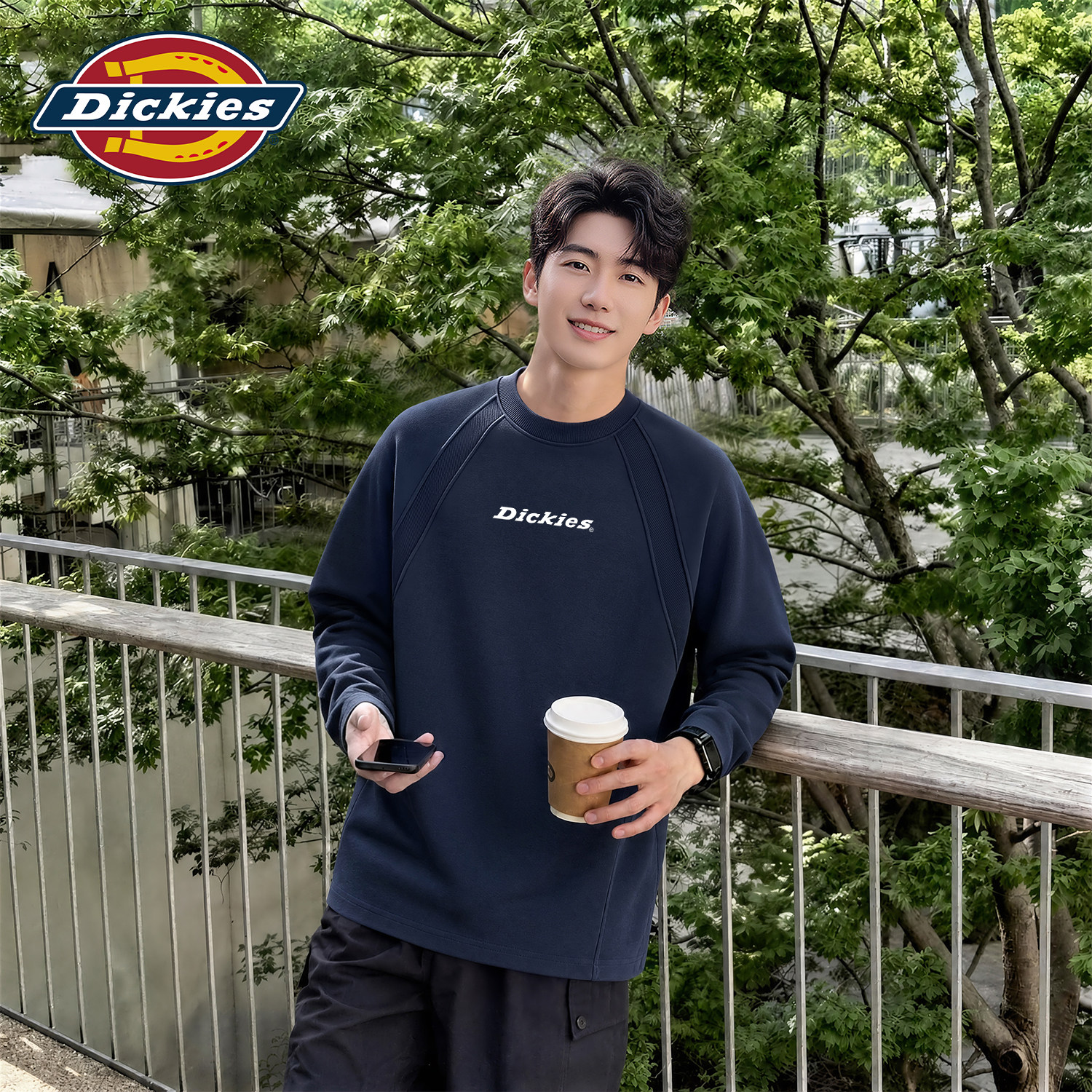 Dickies美式潮牌长袖T恤男款秋季宽松圆领休闲重磅设计感流行上衣