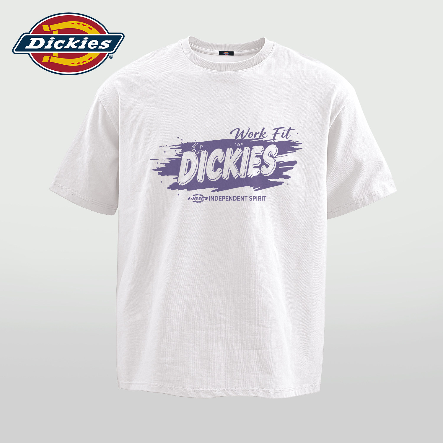 Dickies白色纯棉圆领短袖T恤男重磅宽松百搭印花潮牌夏季男士体恤