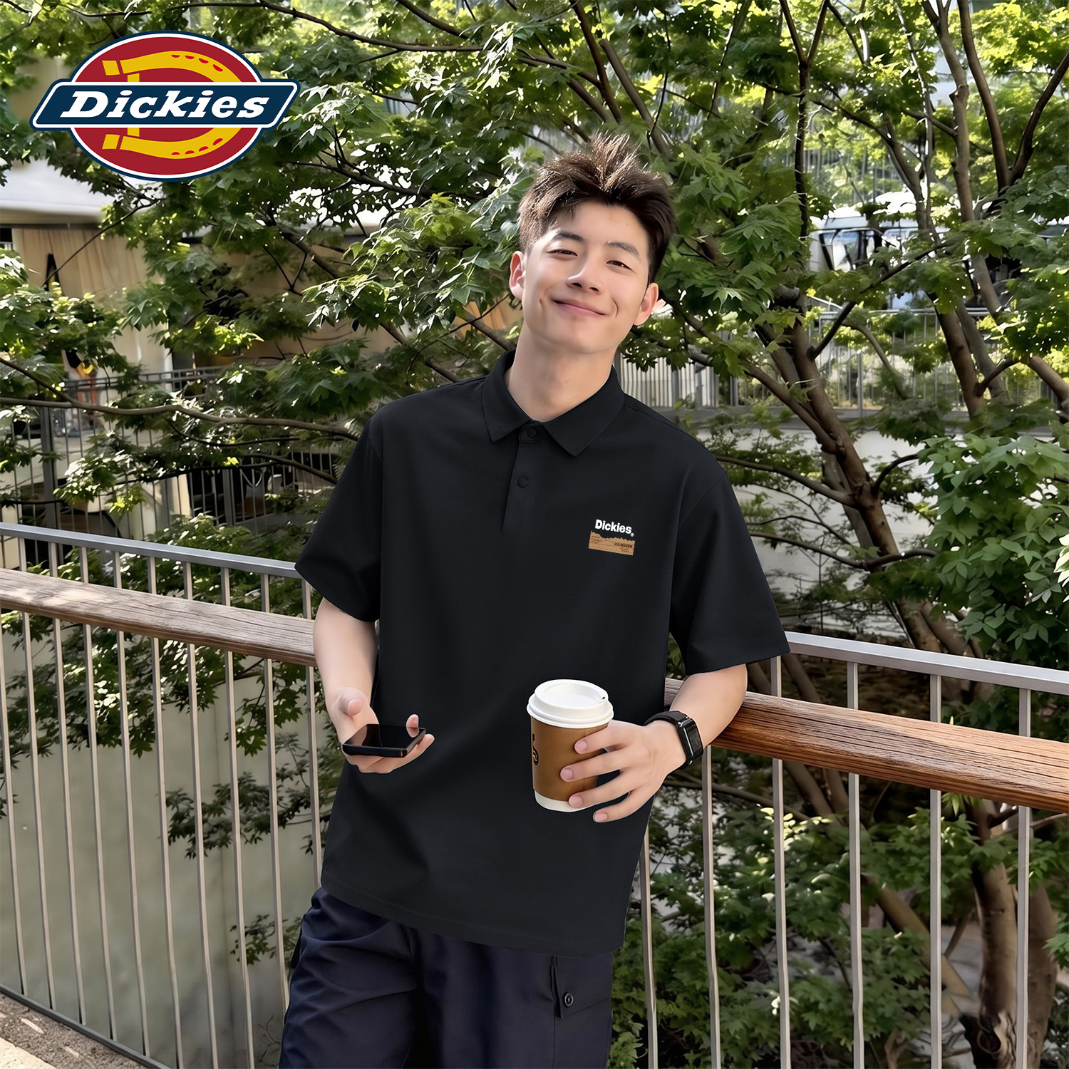 Dickies短袖POLO衫男夏季翻领冰感商务通勤百搭上衣酷帅青少年T恤
