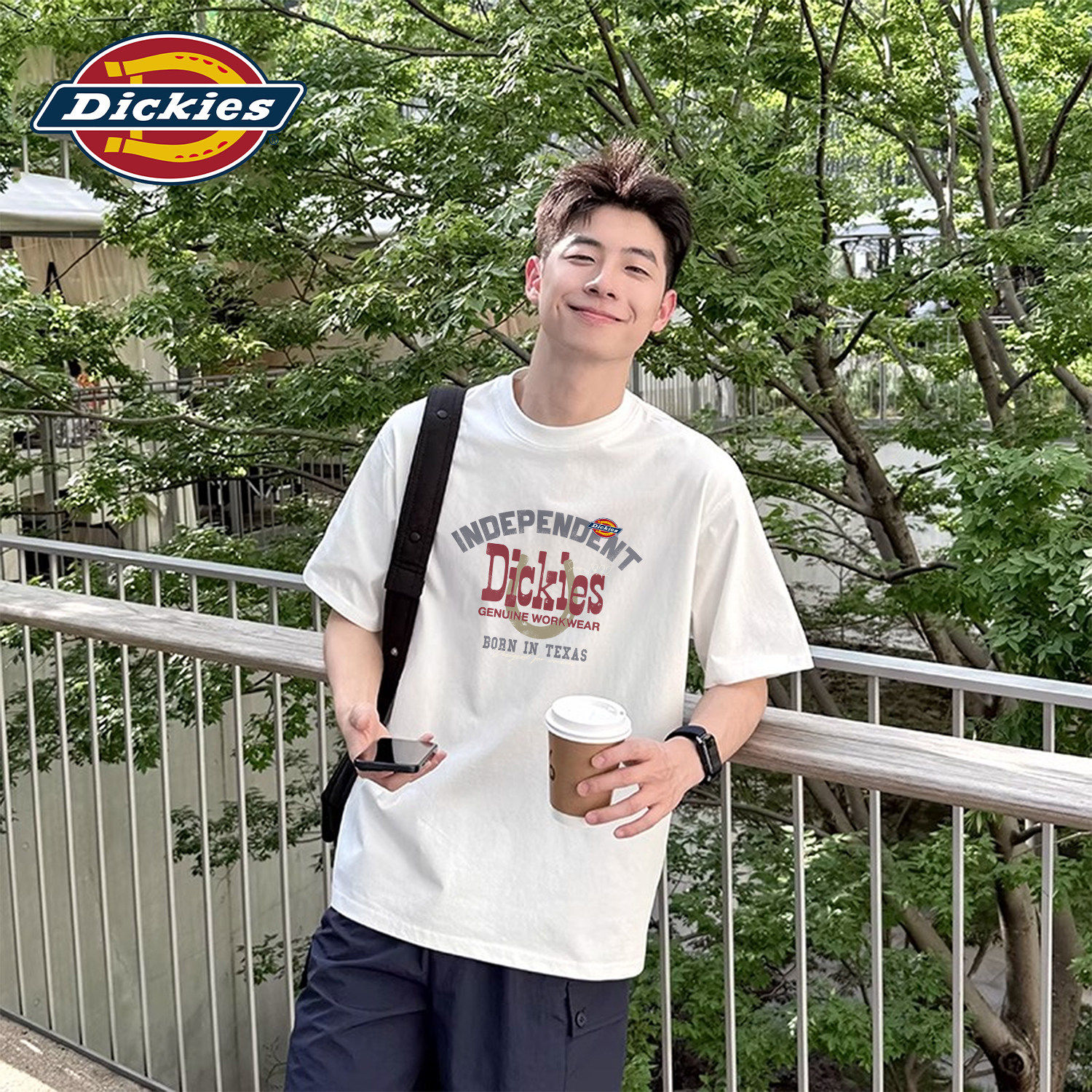 Dickies白色男款纯棉短袖T恤圆领