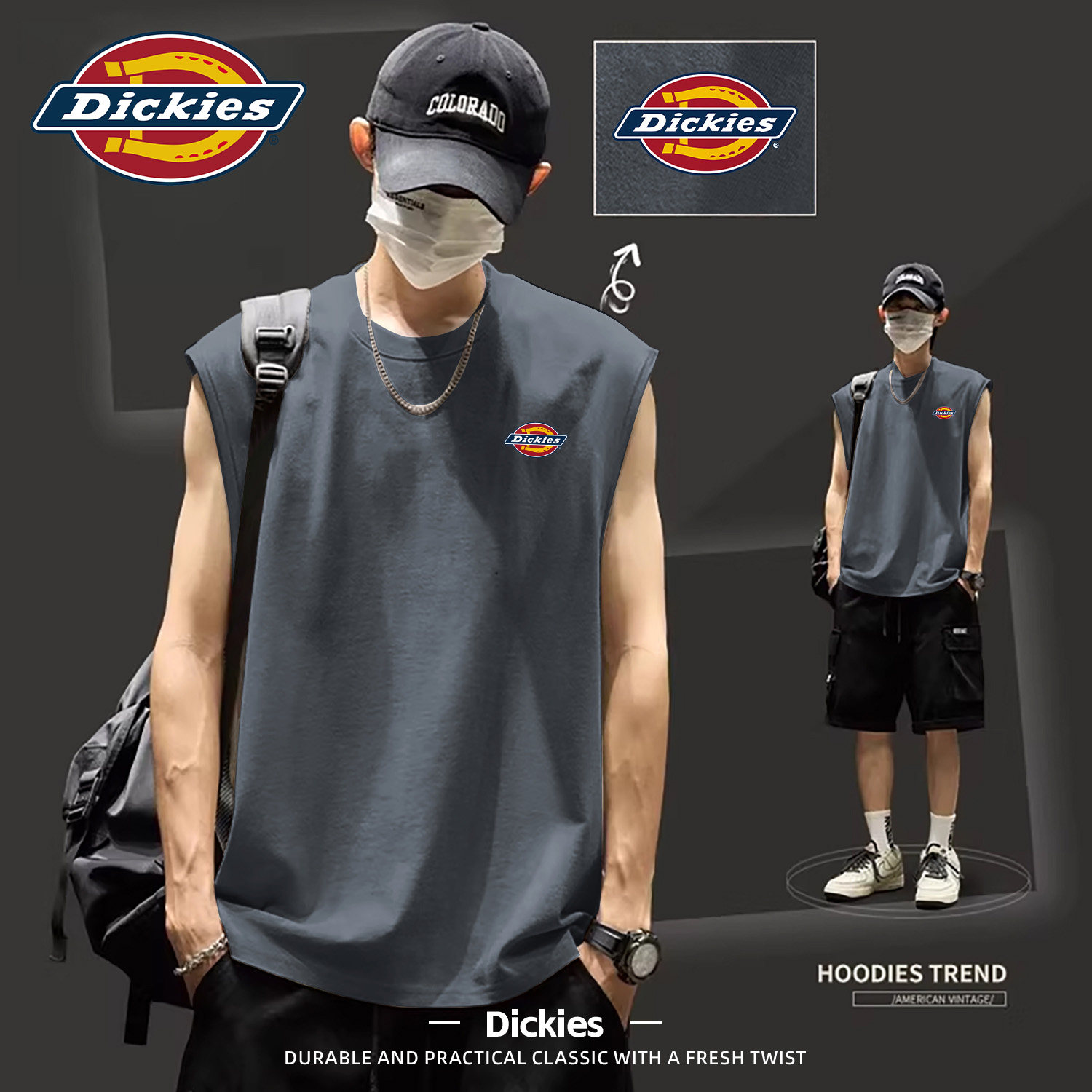 Dickies纯棉背心男街头休闲风简约2026夏季新款宽松百搭无袖t恤男