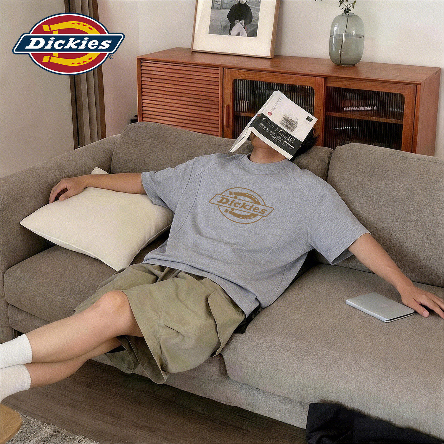 Dickies拼接款短袖T恤男款2026新款夏季男士正肩上衣潮流半袖男装