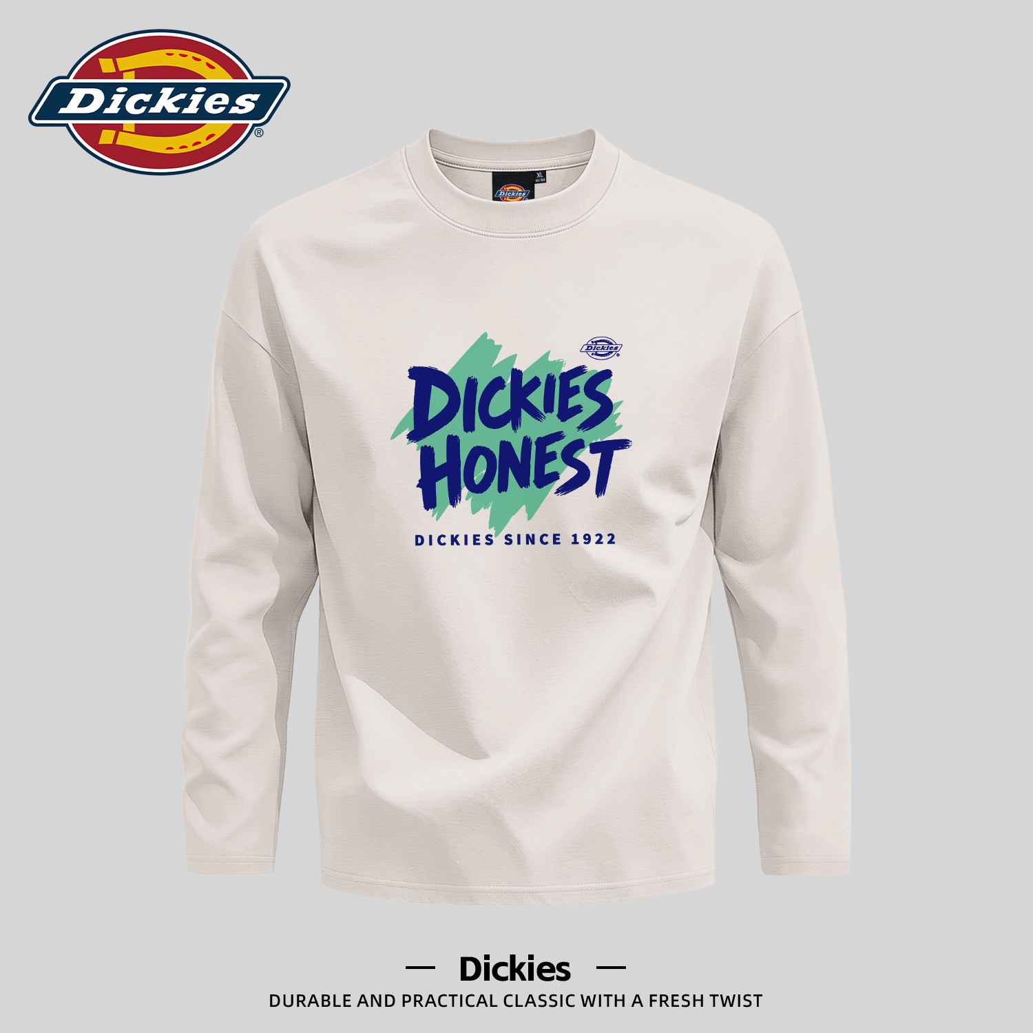 Dickies美式字母印花长袖T恤男款青少年早秋上衣服学生打底衫男装