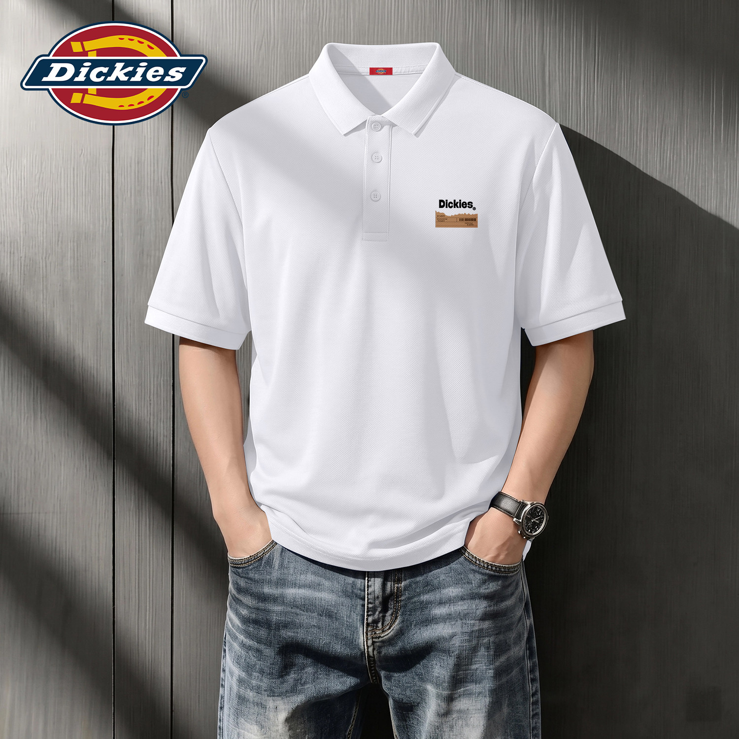 Dickies翻领POLO衫男士夏季2026新款商务通勤短袖T恤青少年男上衣