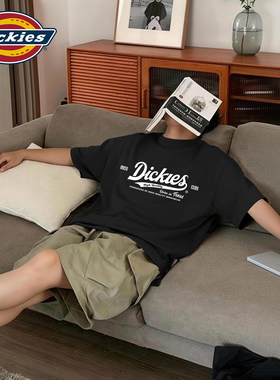 Dickies纯棉短袖T恤男款黑色2026夏季新款宽松LOGO印花潮牌半袖男