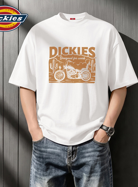Dickies白色纯棉短袖T恤男美式潮流印花街头风宽松圆领休闲上衣男