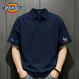 Dickies翻领男士短袖POLO衫夏季冰感华夫格衣服男款青少年潮流T恤