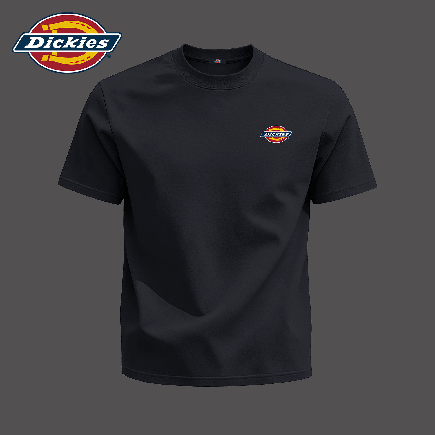 Dickies短袖T恤男士黑色百搭重磅圆领上衣男生打底衫夏季半袖衣服