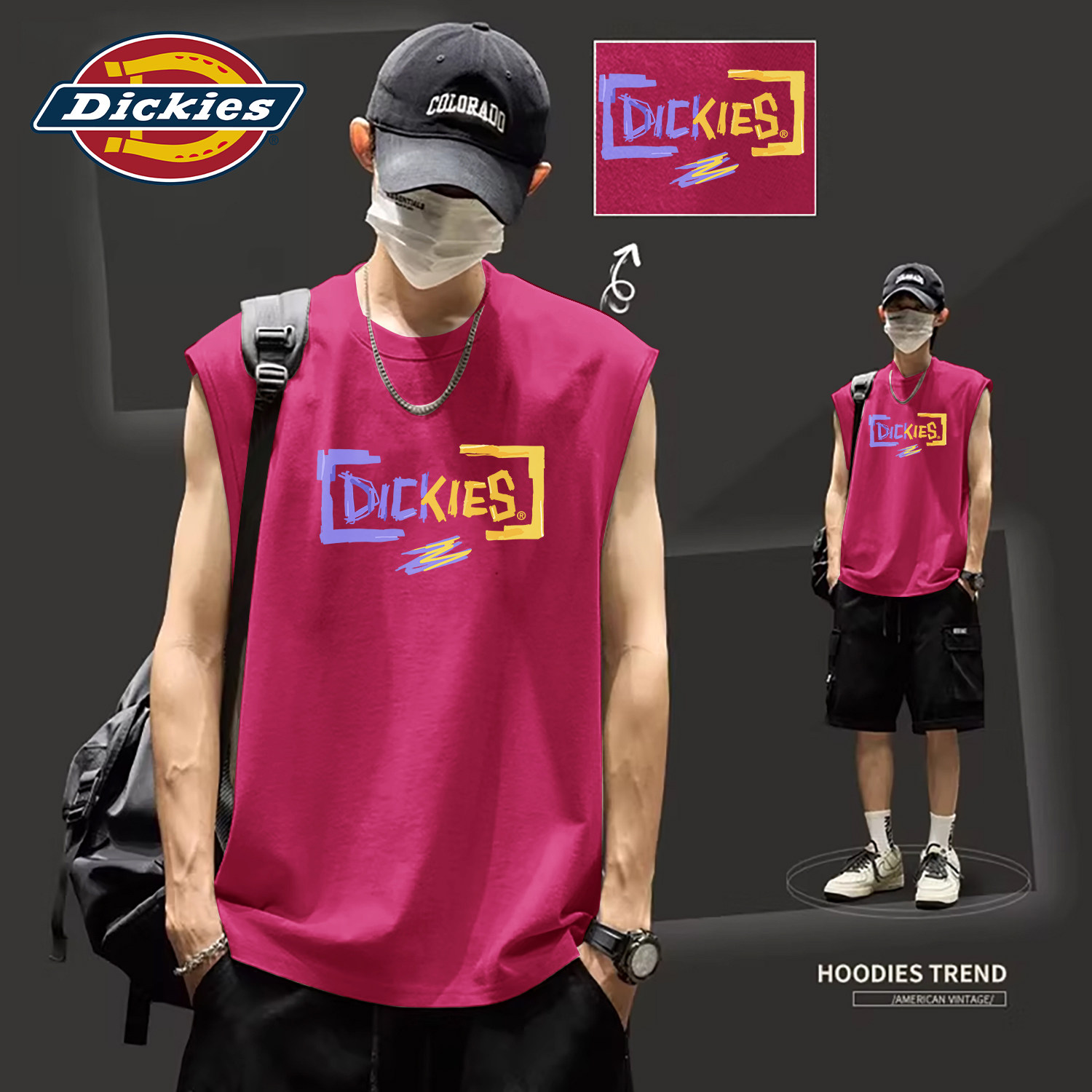 Dickies美式无袖背心男款休闲圆领纯棉T恤2026新款夏运动透气上衣