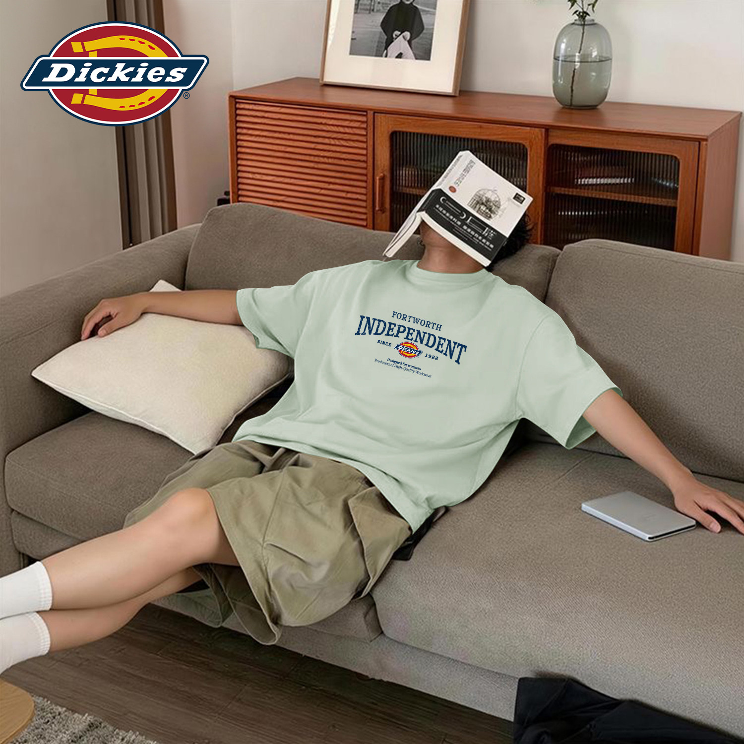 Dickies纯棉短袖t恤青少年学生夏季上衣男百搭时尚潮流重磅衣服男
