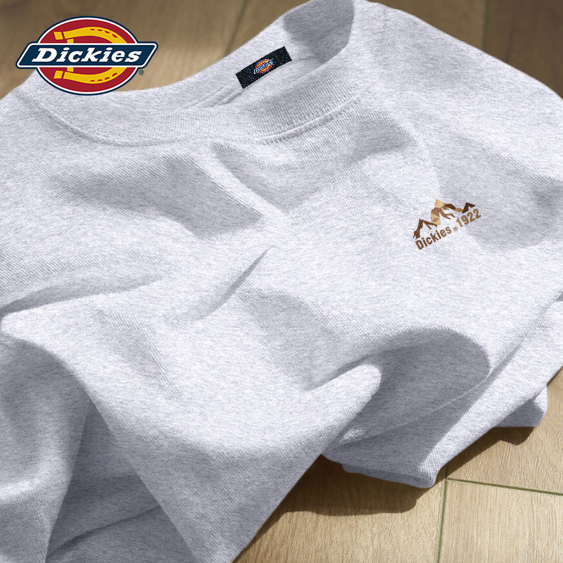 Dickies灰色短袖T恤男士纯棉夏季上衣宽松百搭学生打底衫男生半袖