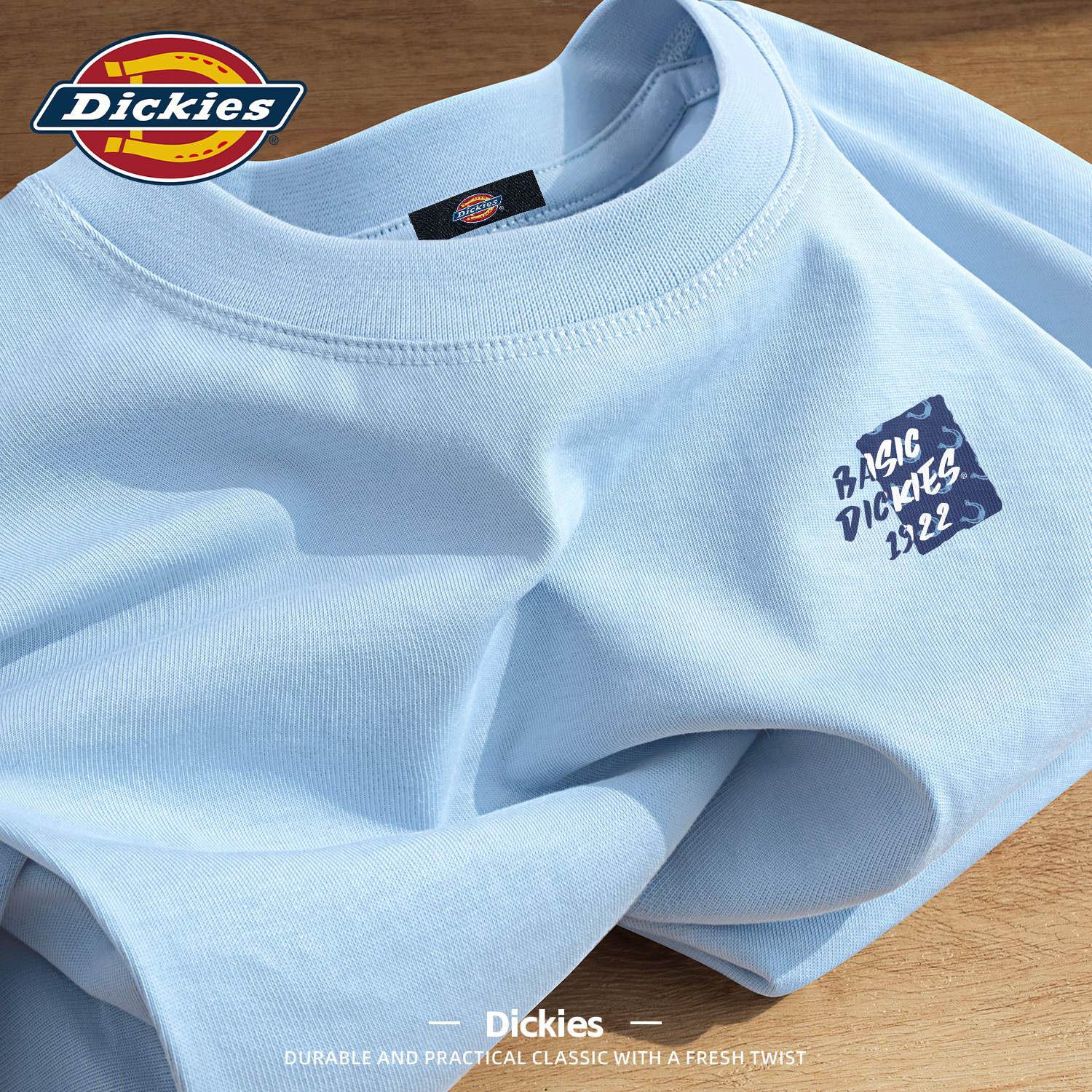 Dickies重磅纯棉短袖T恤男款五分袖夏季男士休闲简约百搭半袖衣服