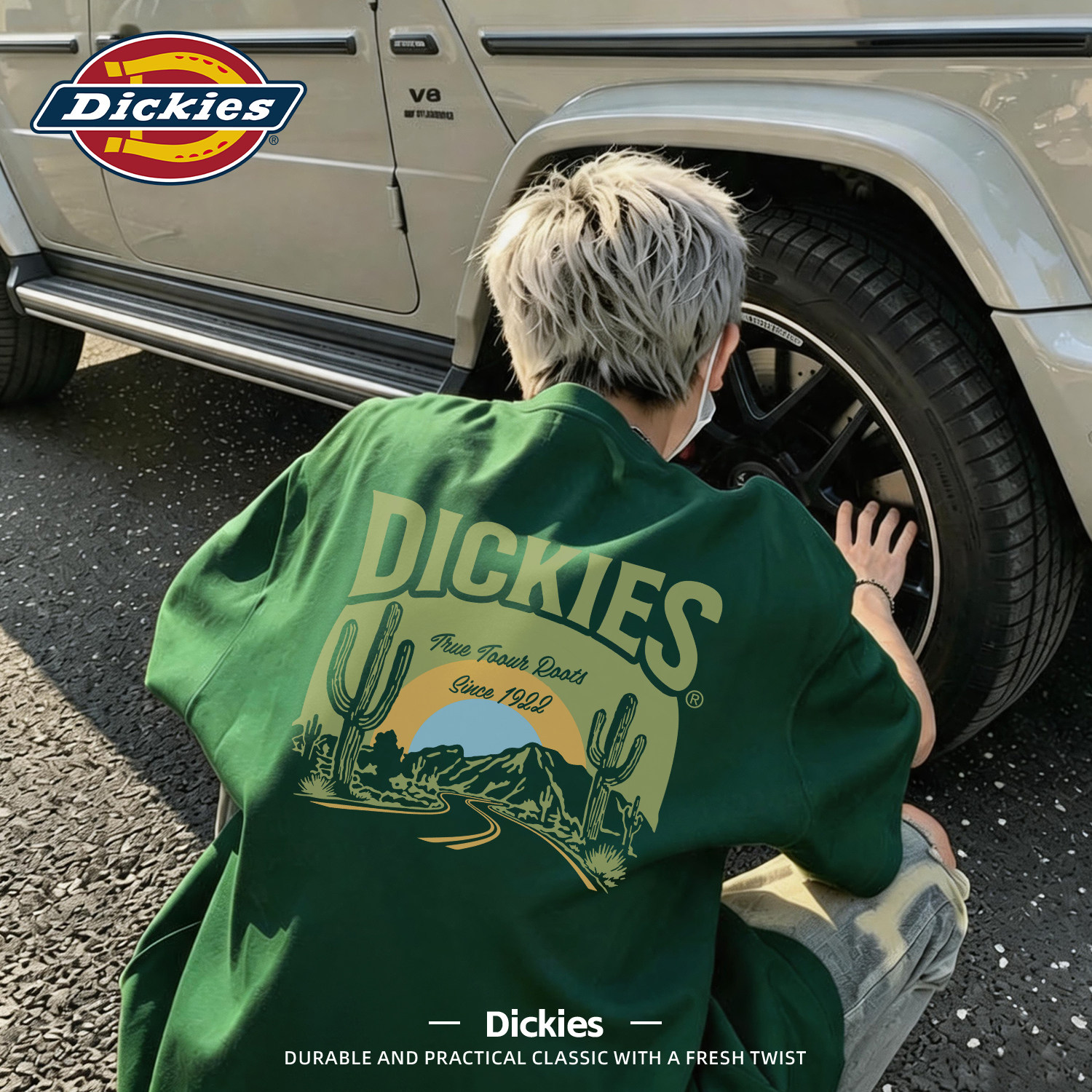 Dickies短袖T恤男墨绿色美式潮流休闲青少年上衣重磅纯棉时尚半袖