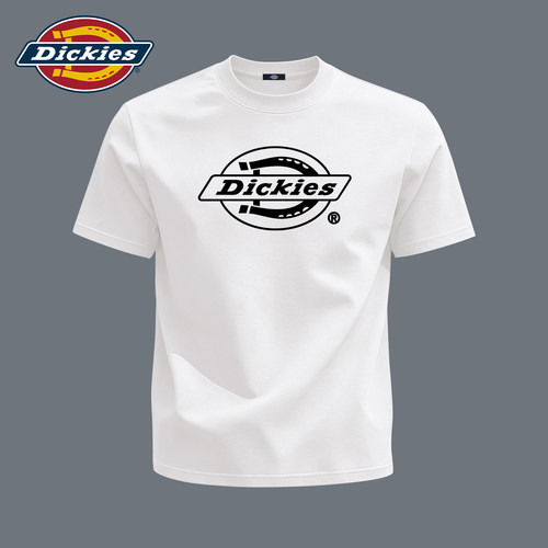 Dickies纯棉白色短袖T恤男2026新款夏季宽松圆领LOGO印花百搭上衣
