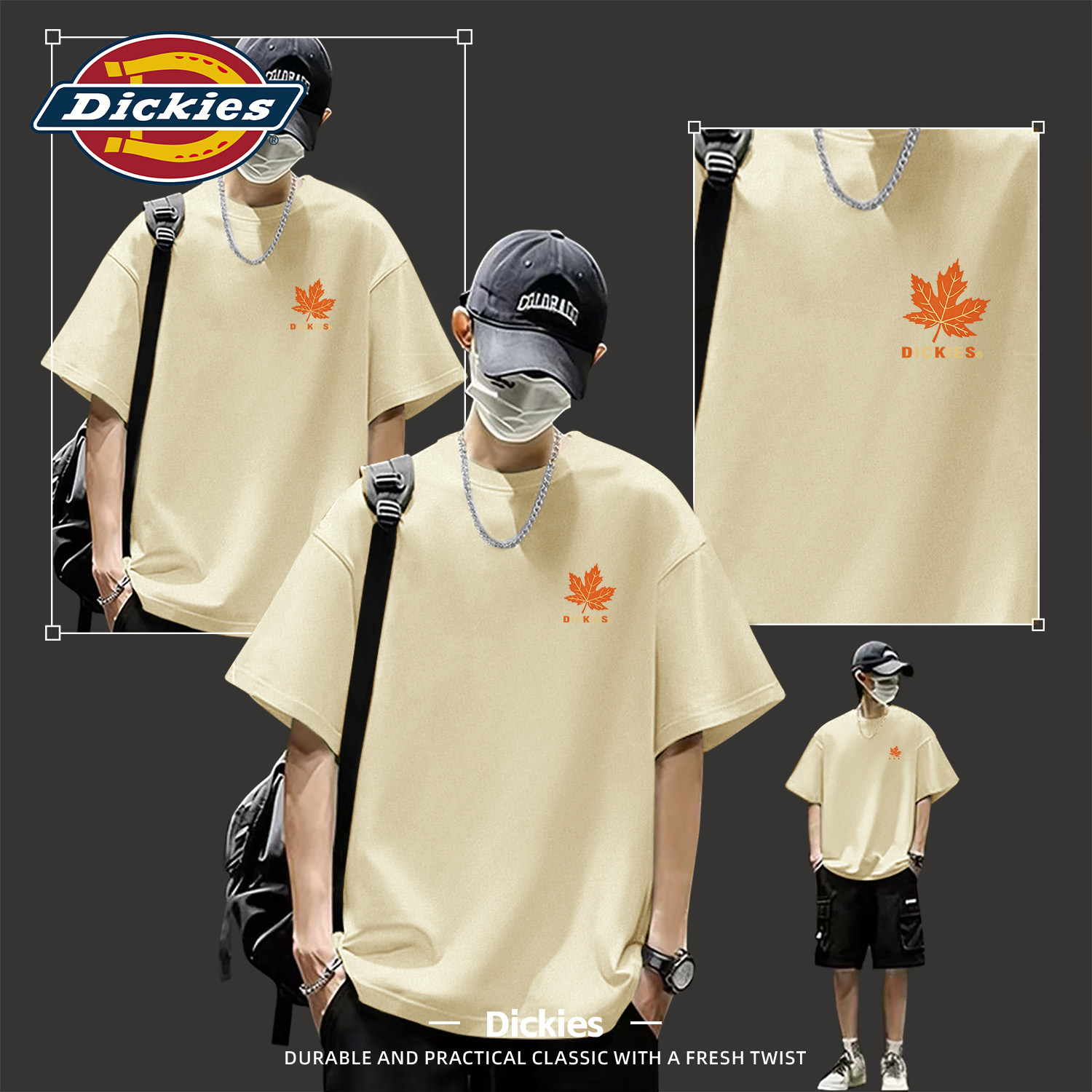 Dickies美式纯棉短袖T恤男夏季潮流印花宽松百搭圆领休闲透气上衣