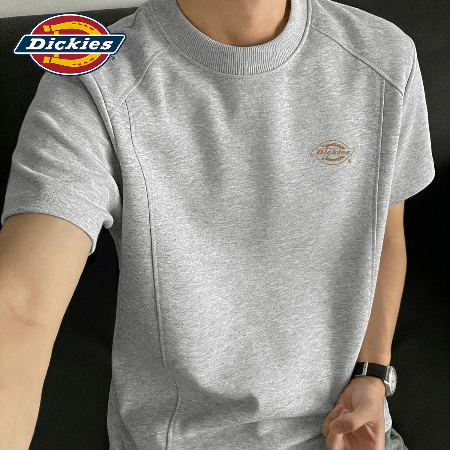 Dickies青少年美式短袖t袖灰色2026新款夏季大码宽松正肩体恤男生