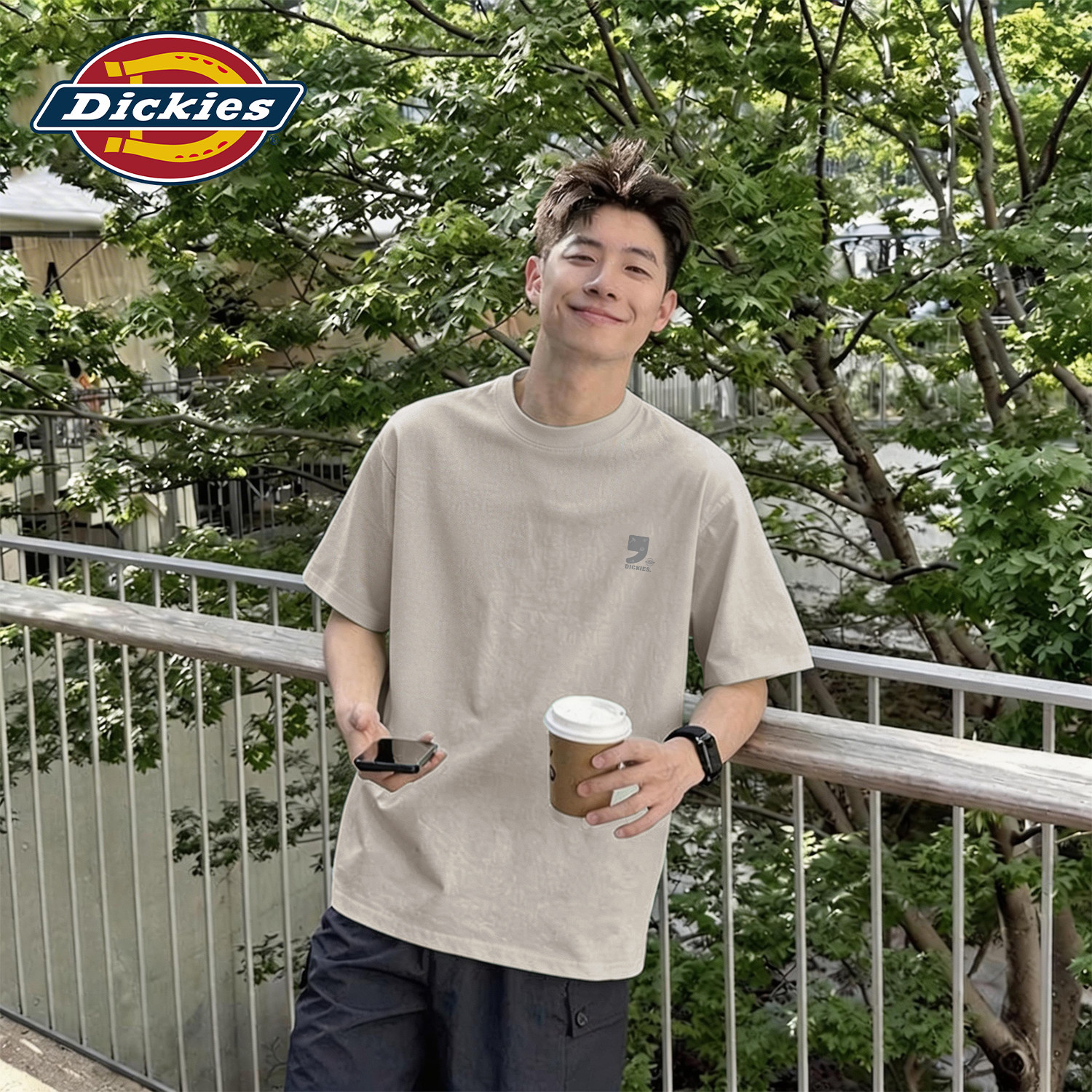 Dickies重磅纯棉短袖T恤男学生青少年夏季宽松上衣潮牌大码男半袖