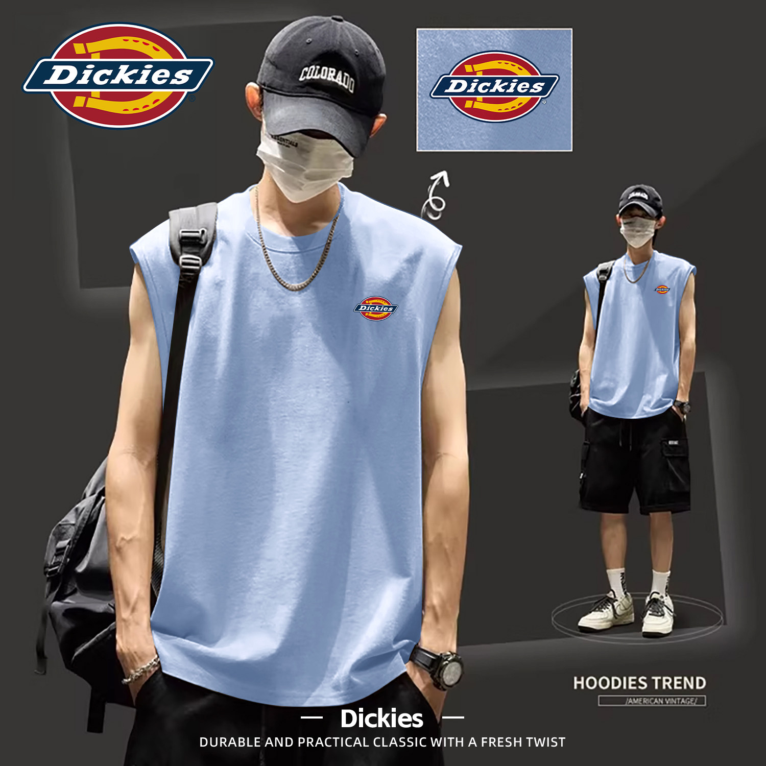 Dickies纯棉背心男2026夏季新款宽松运动无袖T恤男2026新款坎肩男