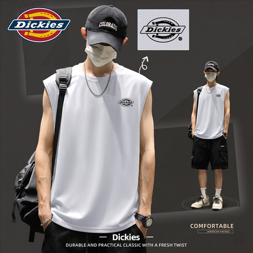 Dickies冰丝背心男夏季薄款透气速干运动T恤2026新款印花无袖坎肩