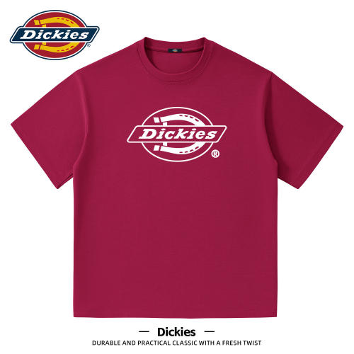 Dickies纯棉短袖T恤男生酒红色