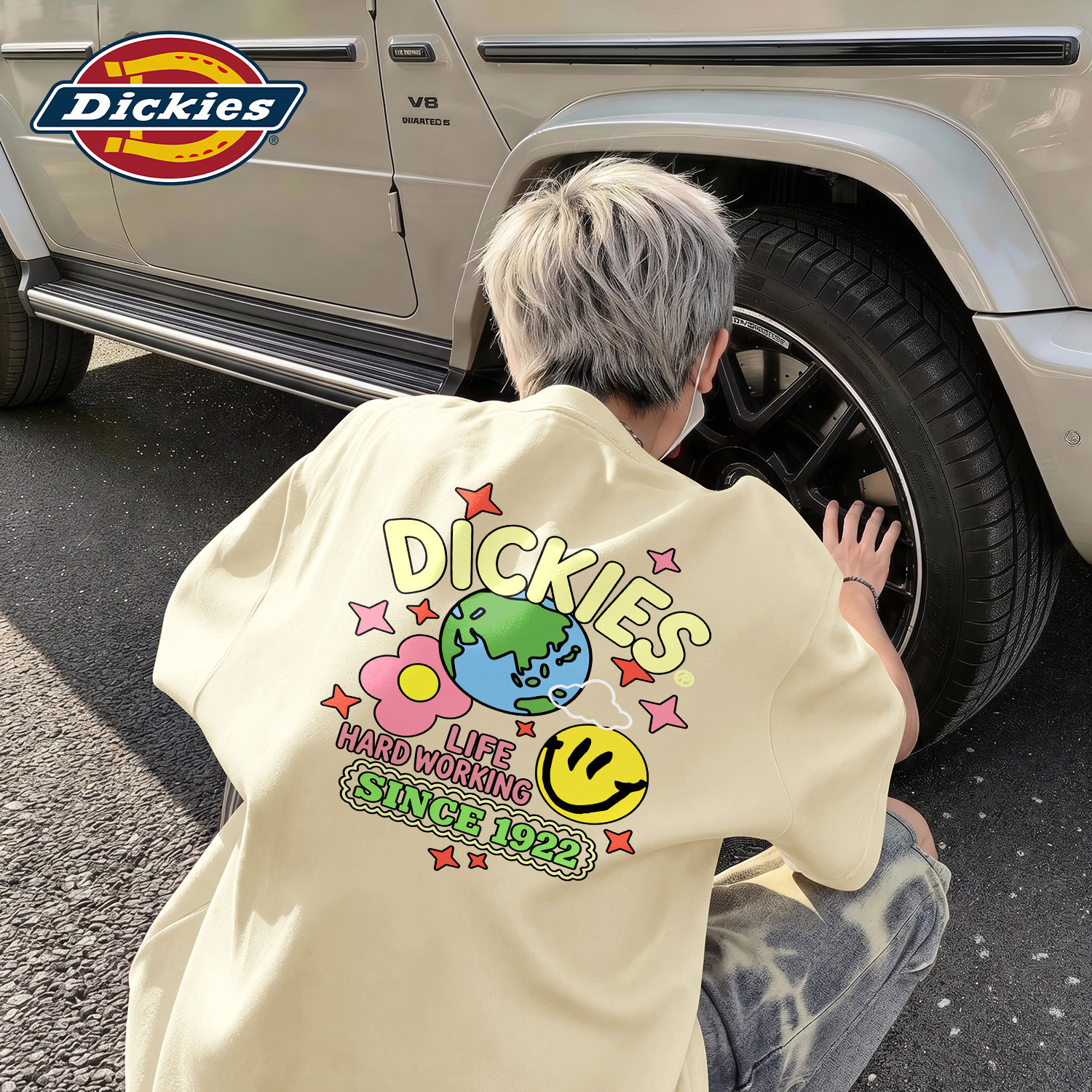 Dickies美式潮牌短袖T恤男款大码宽松夏季趣味印花上衣男士五分袖