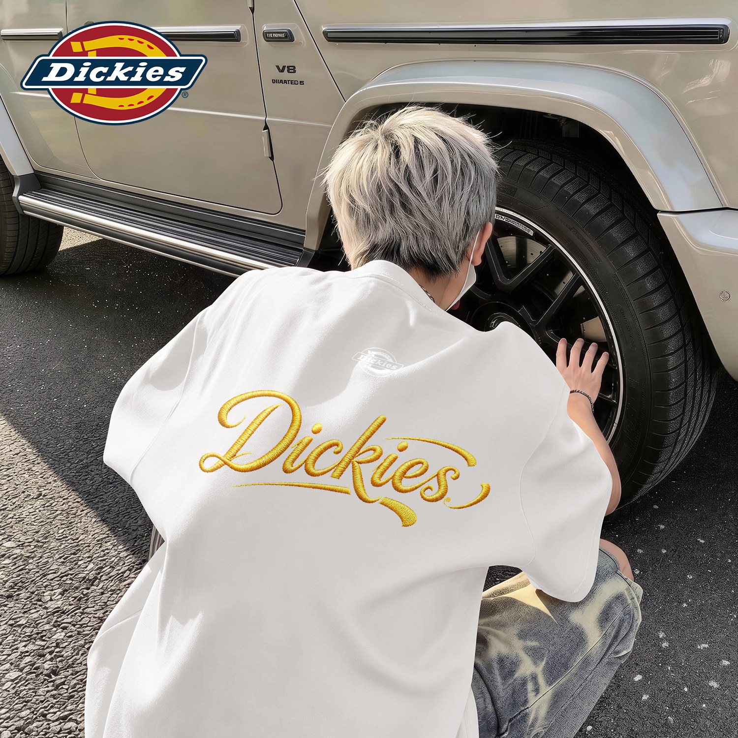 Dickies白色短袖T恤男士宽松大码衣服青少年男生纯棉重磅夏季上衣