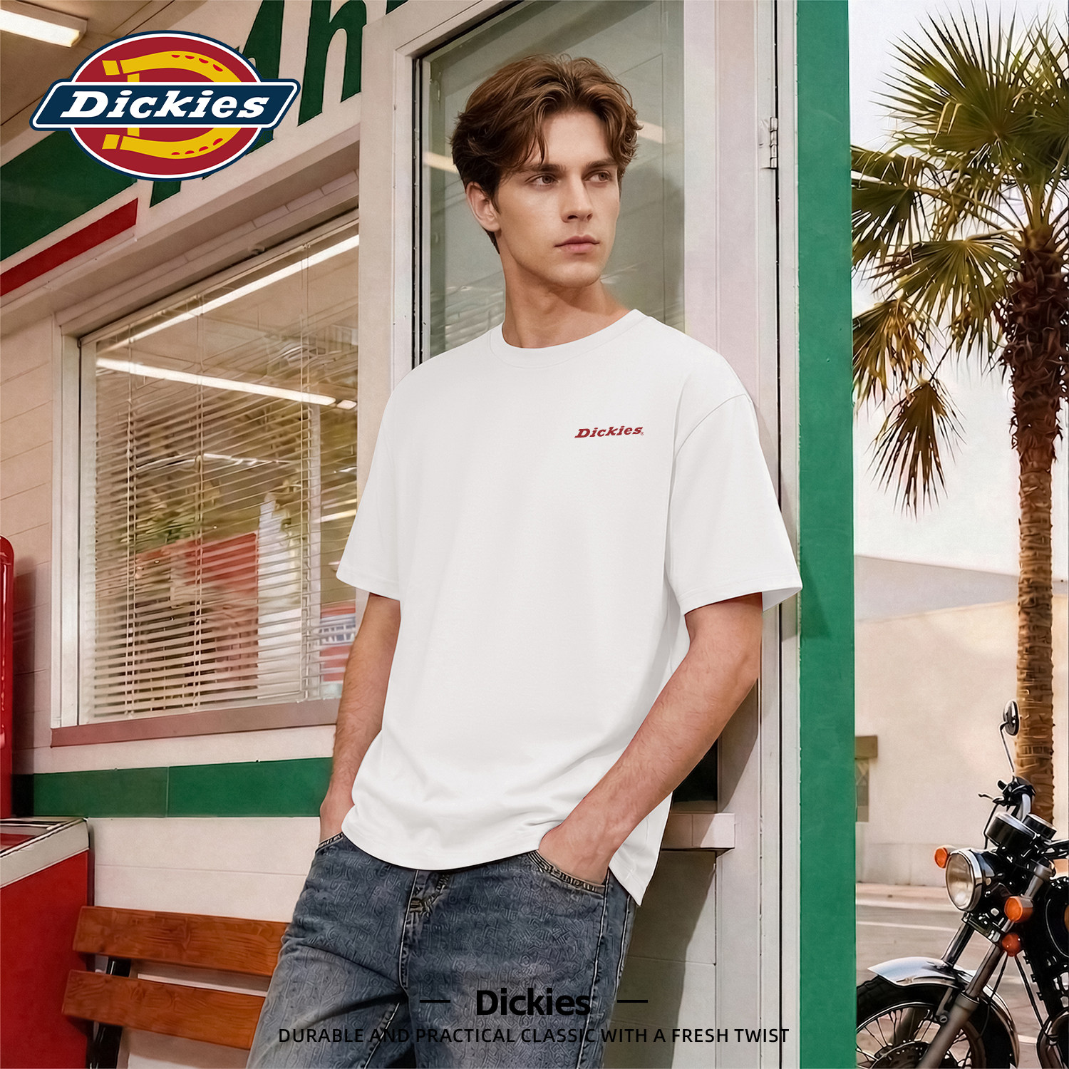 Dickies短袖T恤男白色2026夏季新款纯棉圆领上衣宽松休闲夏装半袖