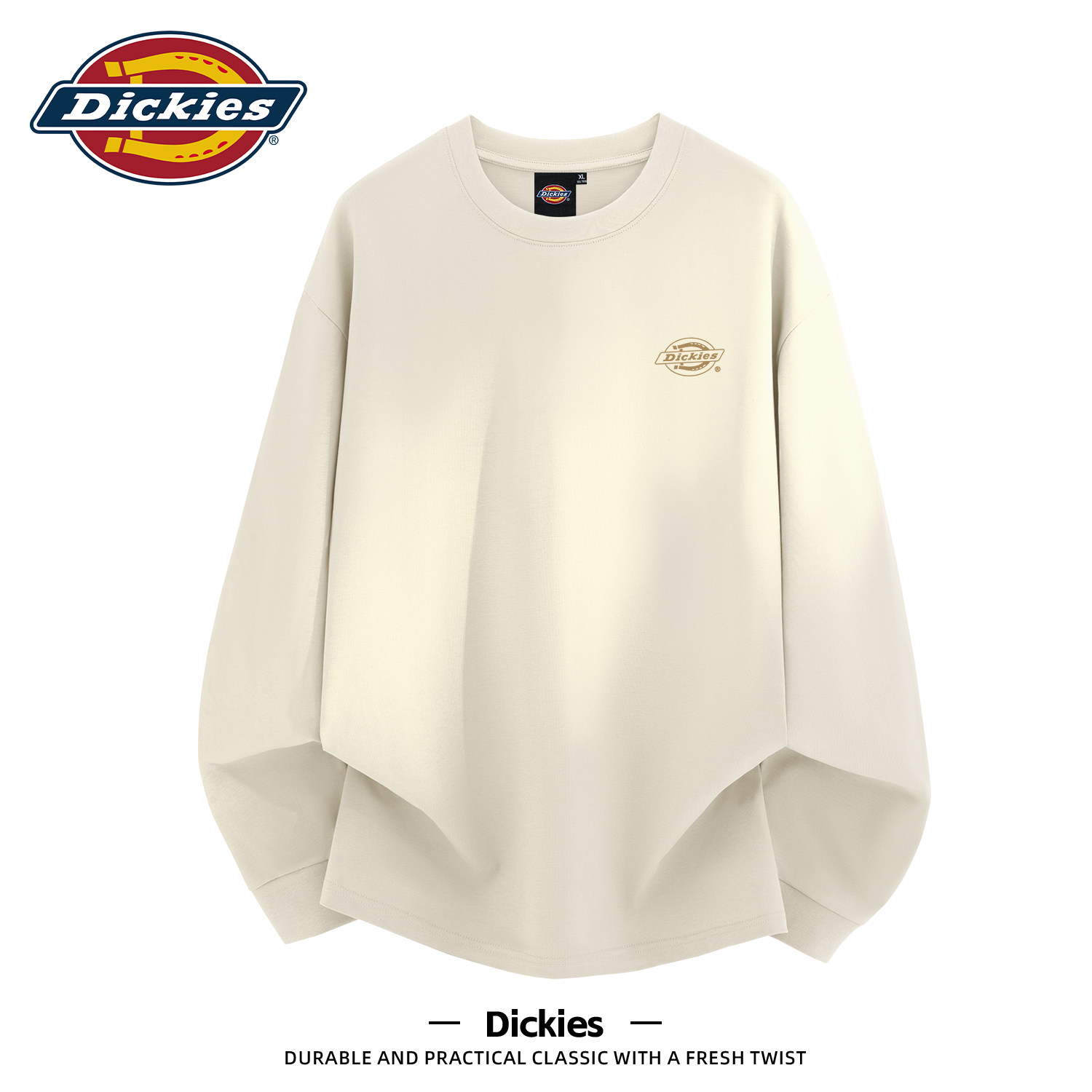 Dickies长袖T恤男款青少年纯棉宽松重磅男士春秋打底衫早秋季上衣