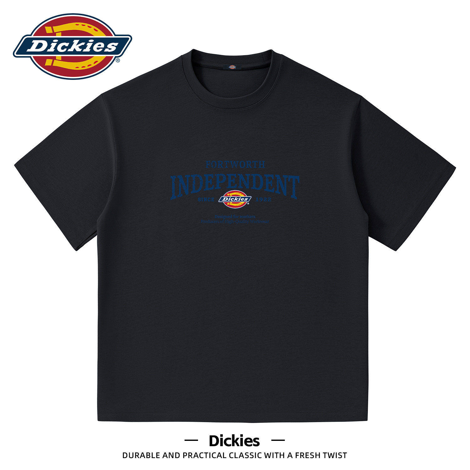Dickies纯棉短袖T恤男款黑色2026新款夏季圆领上衣美式印花衣服男
