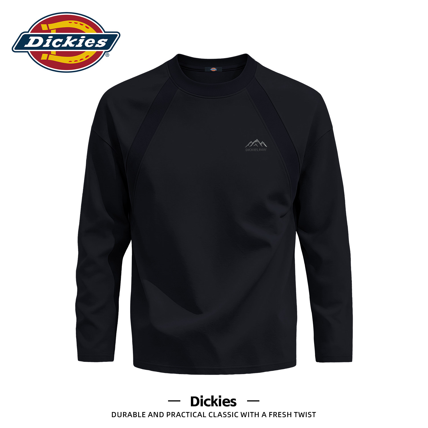 Dickies长袖T恤男款休闲套头衫秋季新款圆领男士上衣印花男生衣服