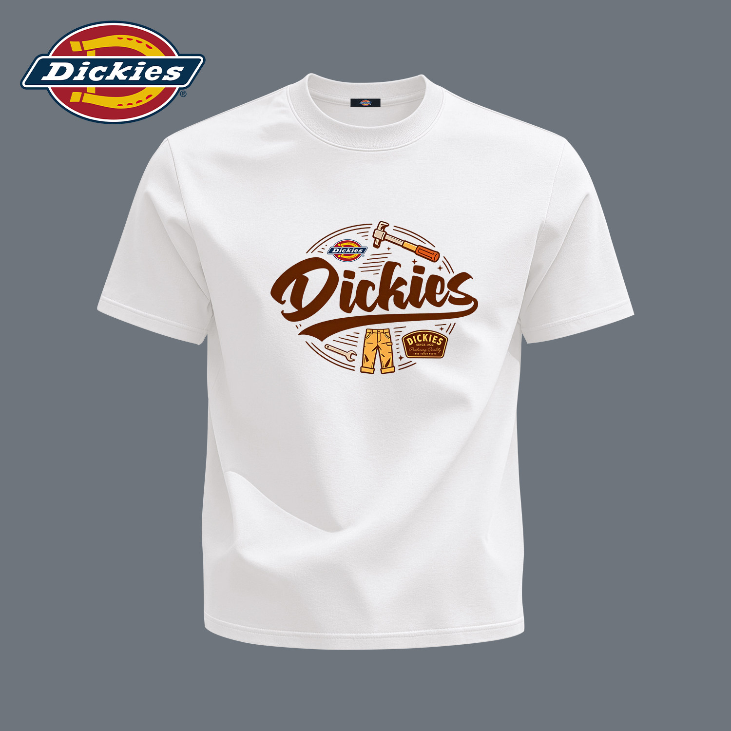 Dickies美式潮牌短袖T恤男白色重磅宽松纯棉印花上衣夏季透气体恤