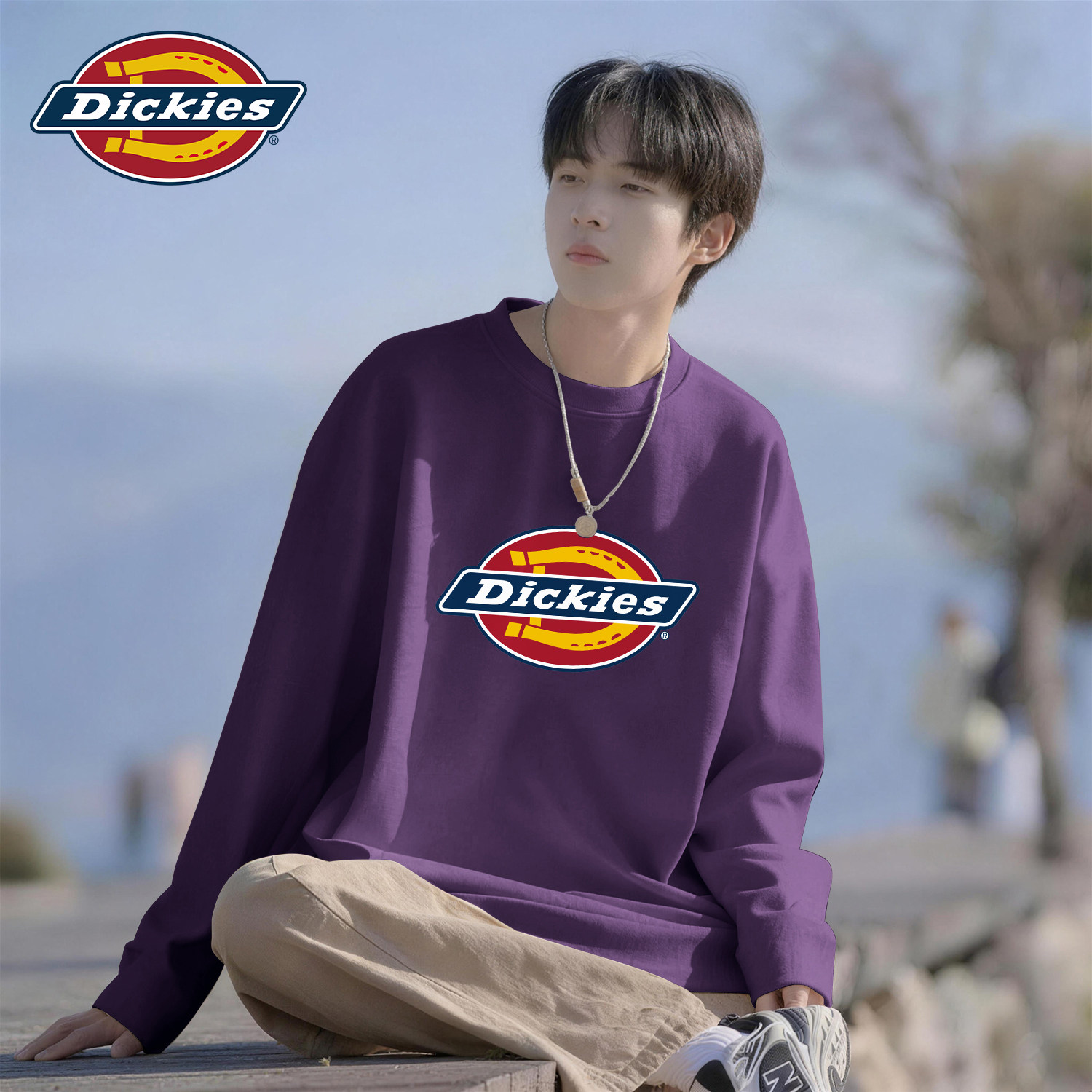 Dickies美式潮牌长袖T恤男款秋季宽松舒适圆领青少年纯棉打底上衣
