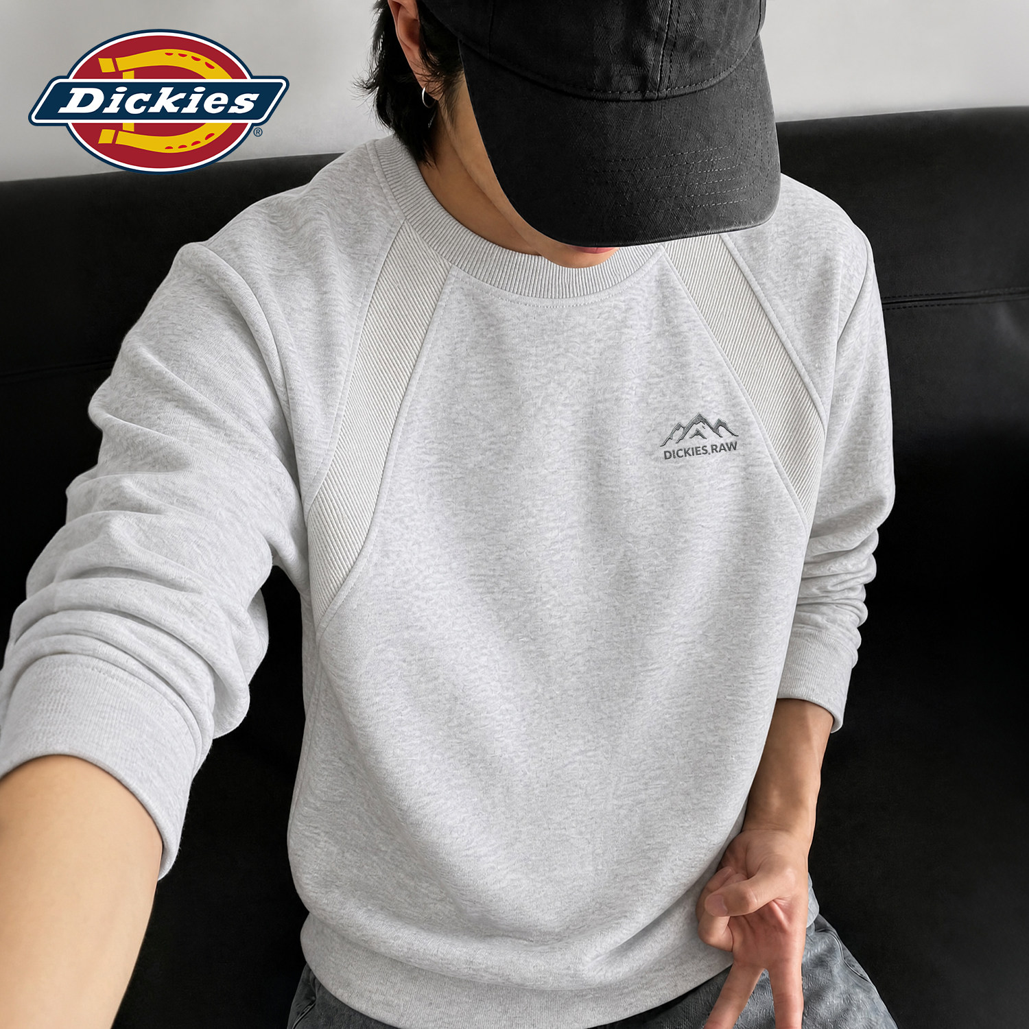 Dickies解构插肩长袖T恤男款青少年秋装衣服大码ootd衣服男士上衣