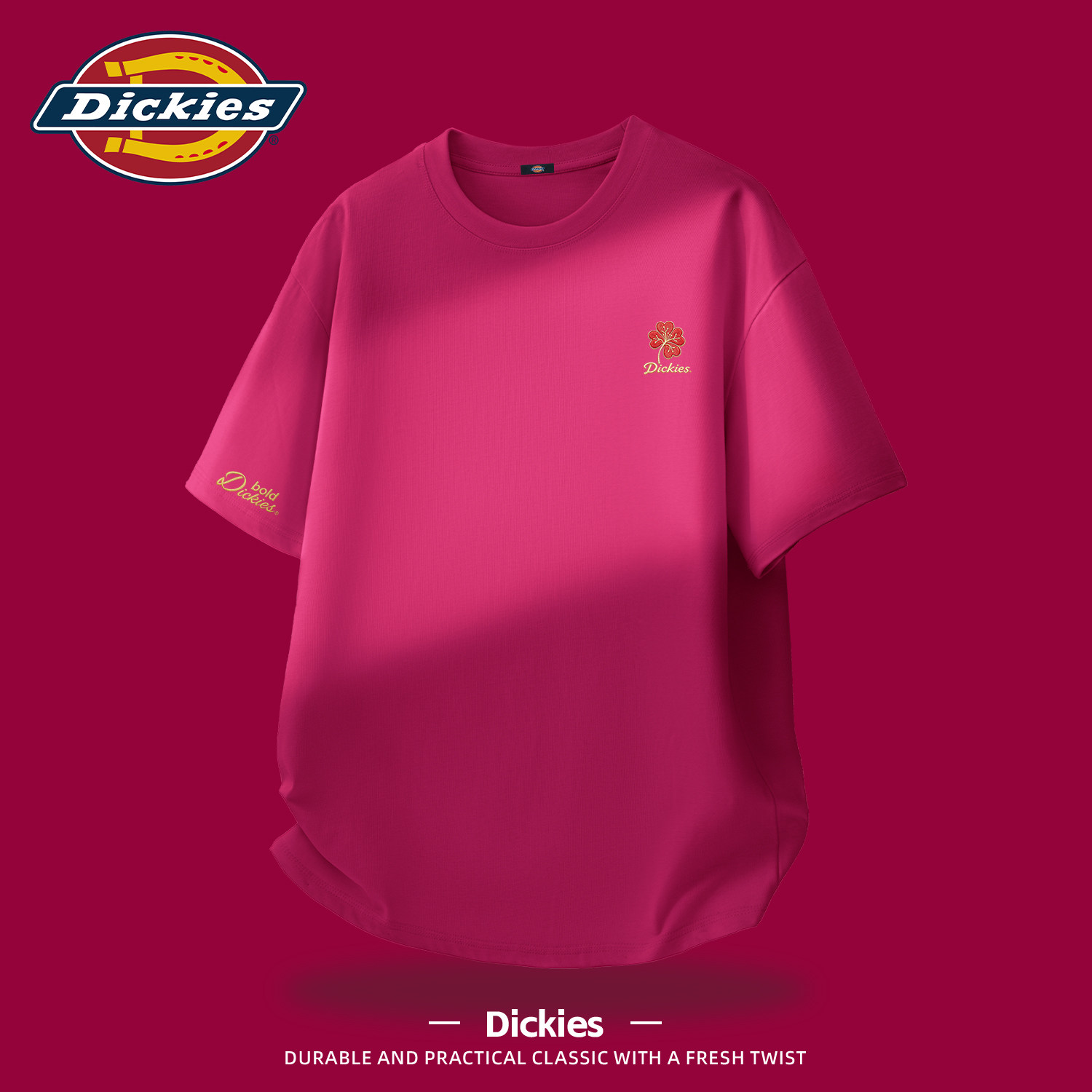 Dickies美式休闲青少年重磅纯棉短袖T恤男夏款五分袖潮流男士半袖