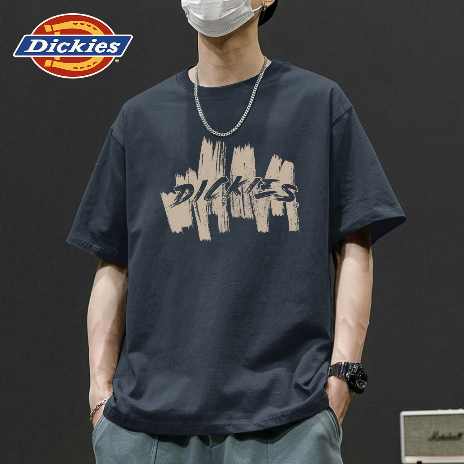 Dickies重磅纯棉短袖t恤男生夏款宽松大码休闲上衣时尚百搭男半袖