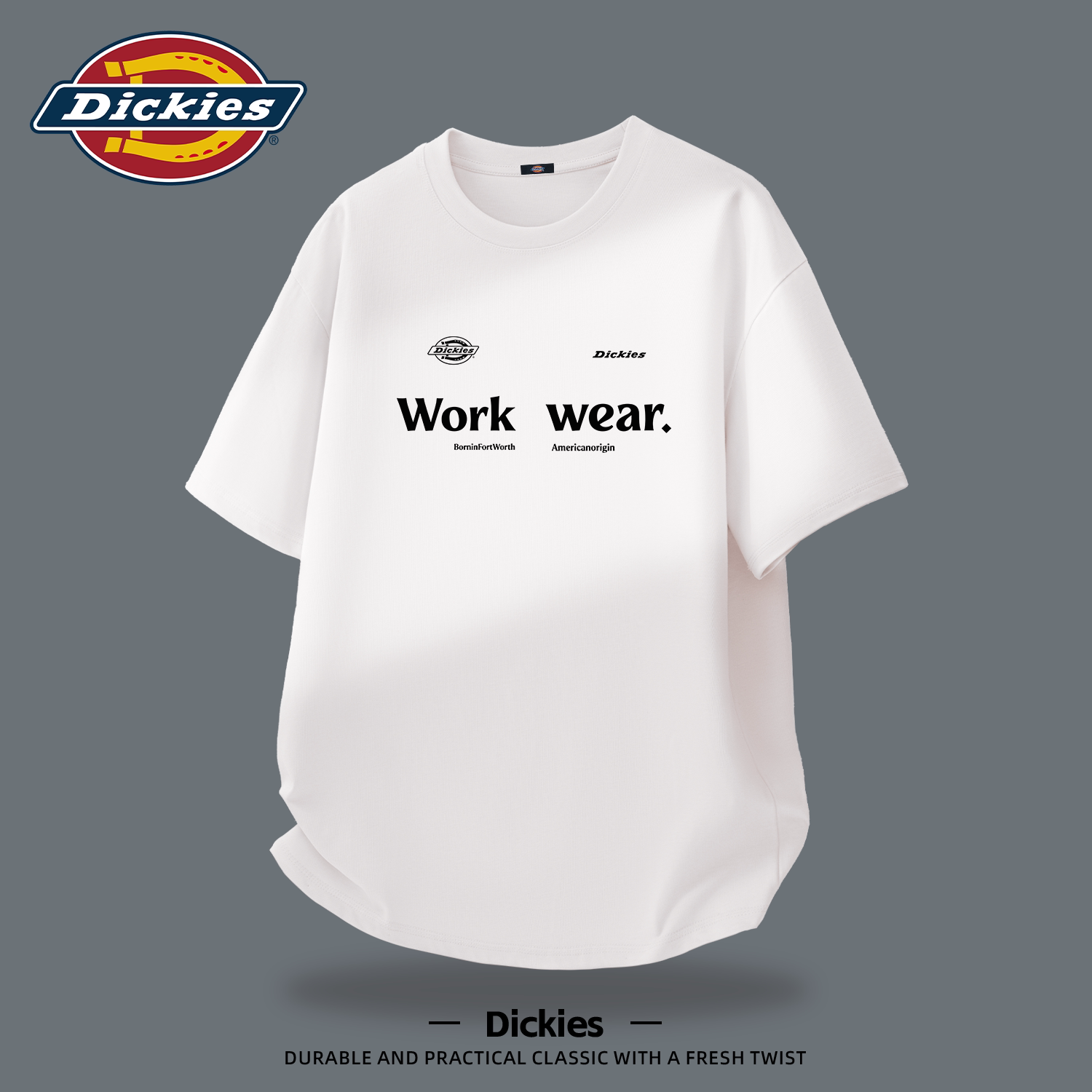 Dickies纯棉短袖T恤男款宽松2026新款夏季上衣青少年圆领重磅体恤