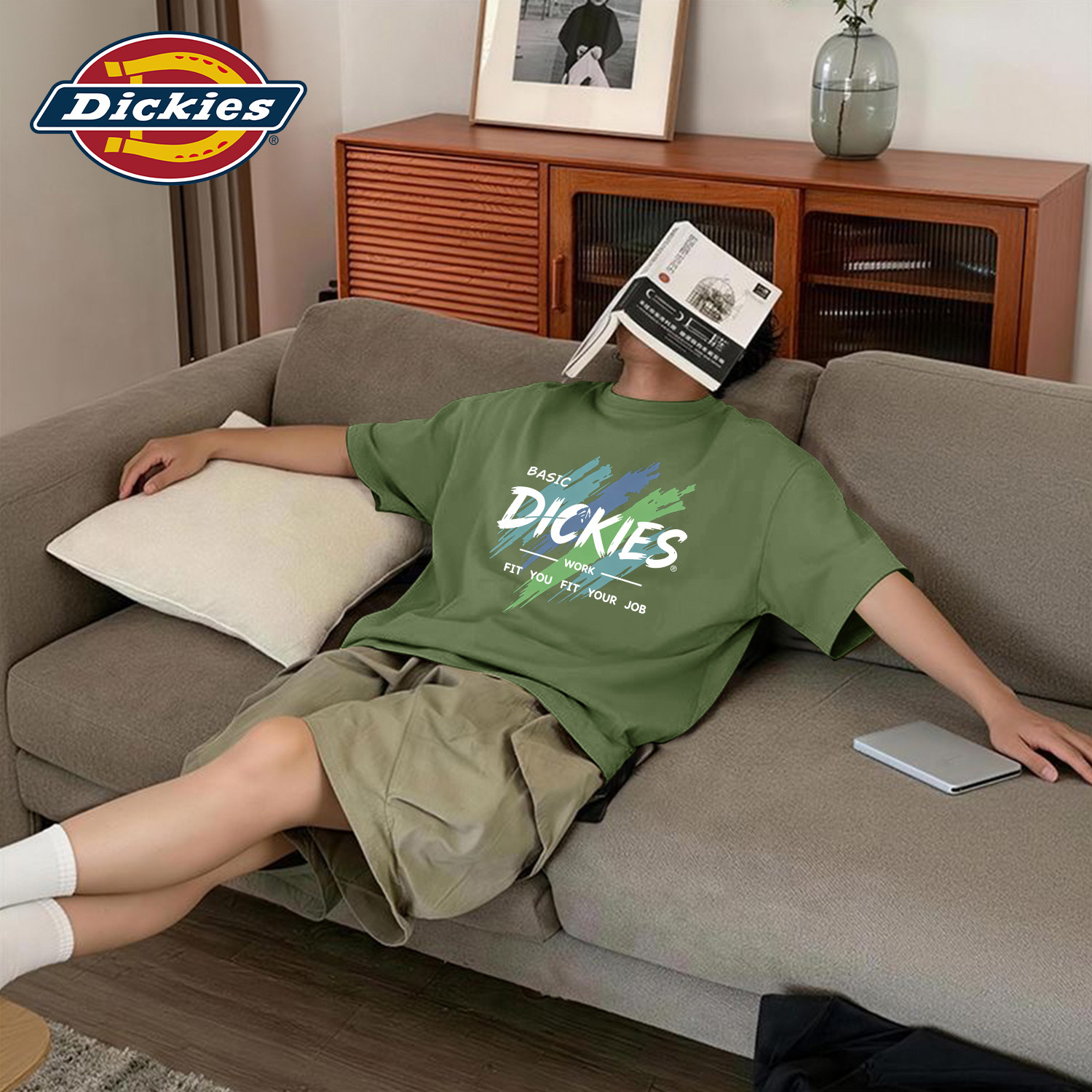 Dickies短袖T恤男宽松纯棉重磅半袖上衣青少年男生圆领夏装衣服男