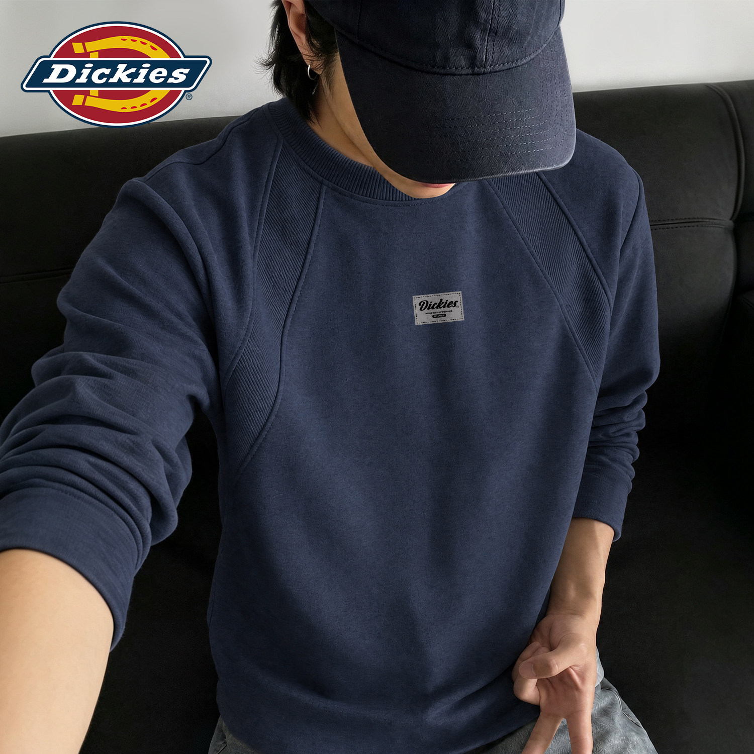 Dickies长袖T恤男士藏青色2026秋季新款休闲百搭圆领上衣男款衣服