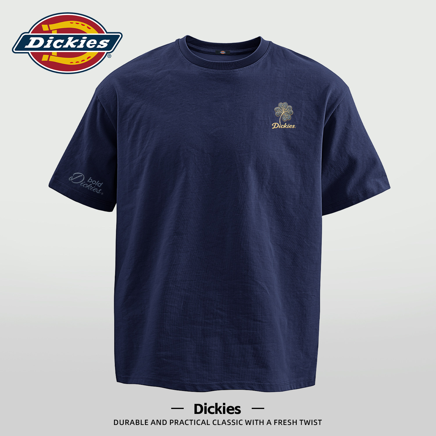 Dickies潮流印花短袖T恤男款夏季高级感纯棉宽松透气圆领休闲上衣